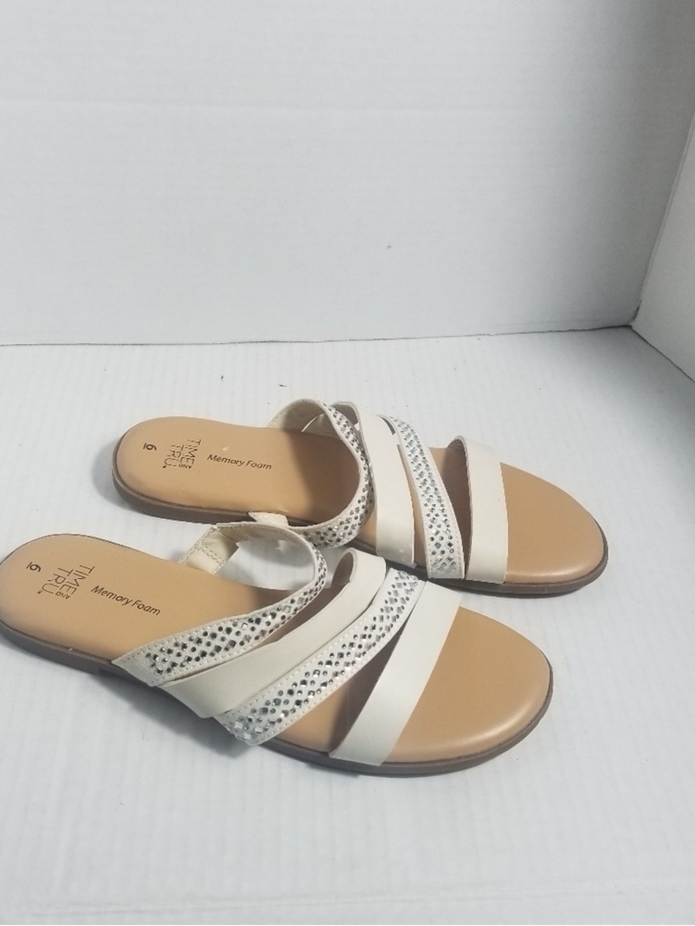 Comfort Step Women’s Ivory Slip-On Sandals with Memory Foam